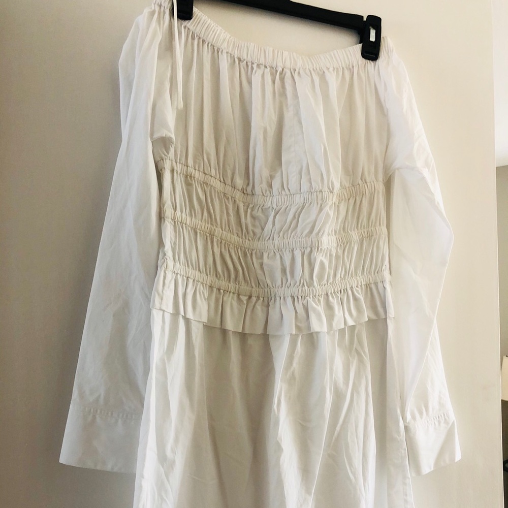 Never worn off the shoulder dress, cinched waist